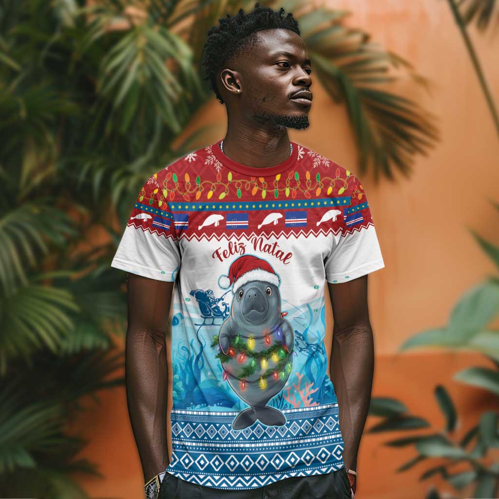 Personalised Cape Verde Christmas T shirt Manatee Feliz Natal LT15