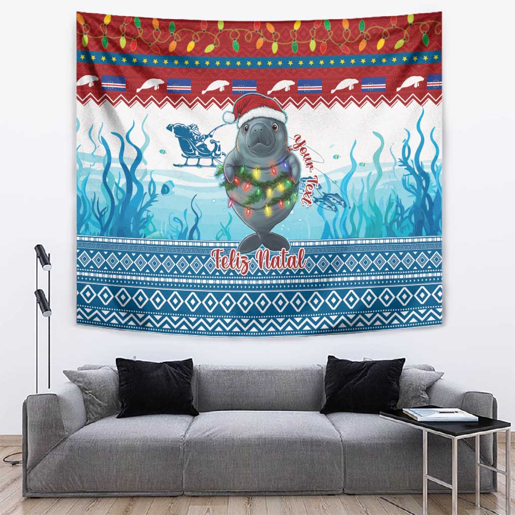 Personalised Cape Verde Christmas Tapestry Manatee Feliz Natal LT15