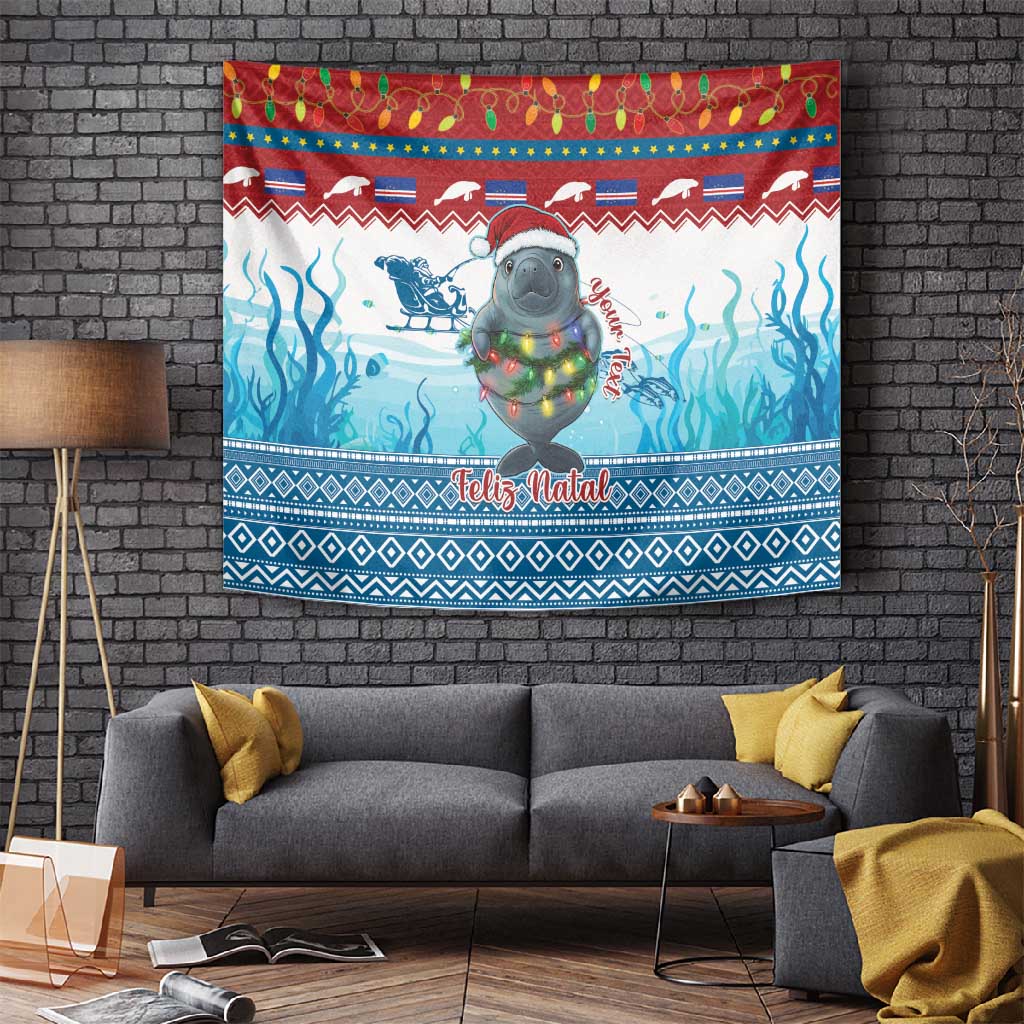 Personalised Cape Verde Christmas Tapestry Manatee Feliz Natal LT15