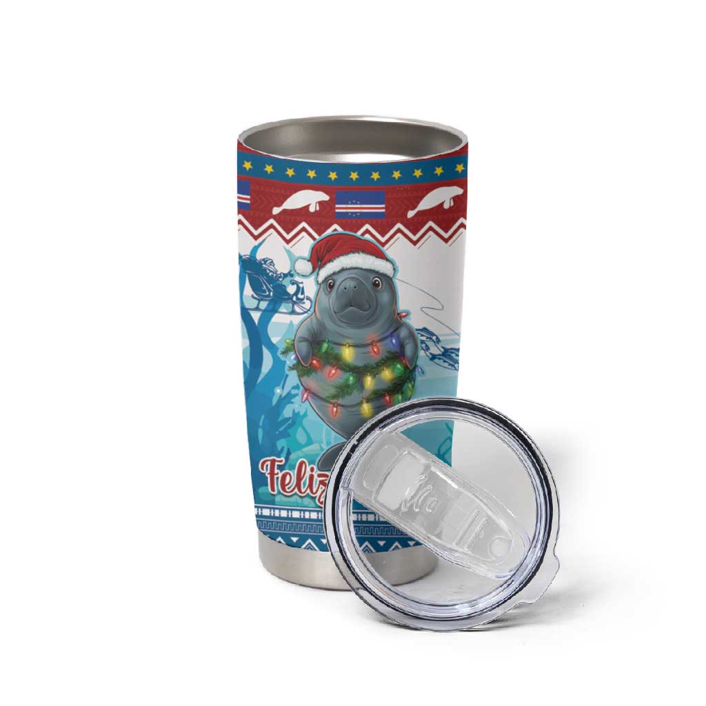 Personalised Cape Verde Christmas Tumbler Cup Manatee Feliz Natal LT15