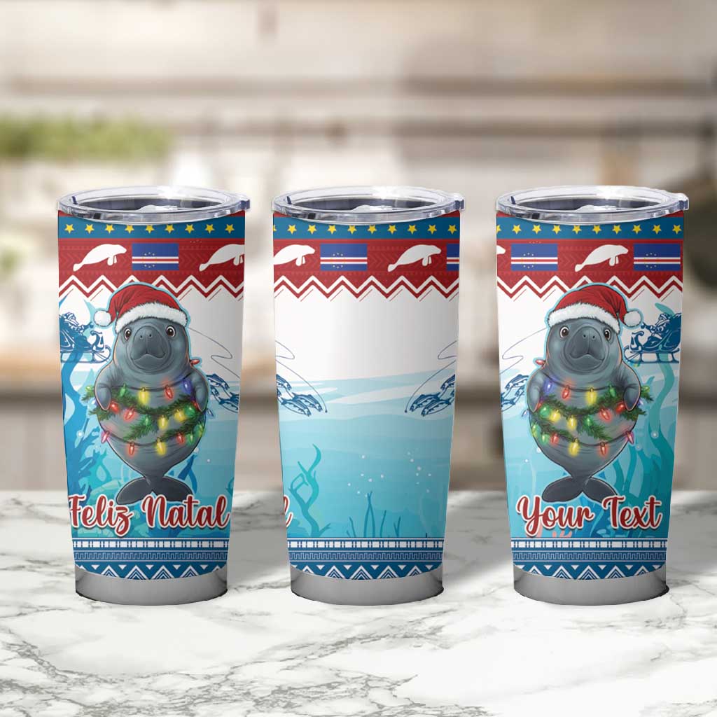 Personalised Cape Verde Christmas Tumbler Cup Manatee Feliz Natal LT15