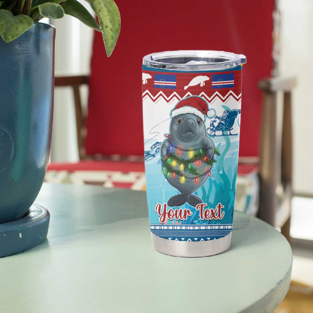 Personalised Cape Verde Christmas Tumbler Cup Manatee Feliz Natal LT15