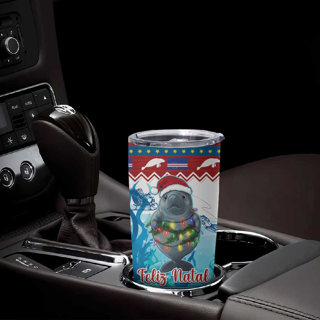 Personalised Cape Verde Christmas Tumbler Cup Manatee Feliz Natal LT15