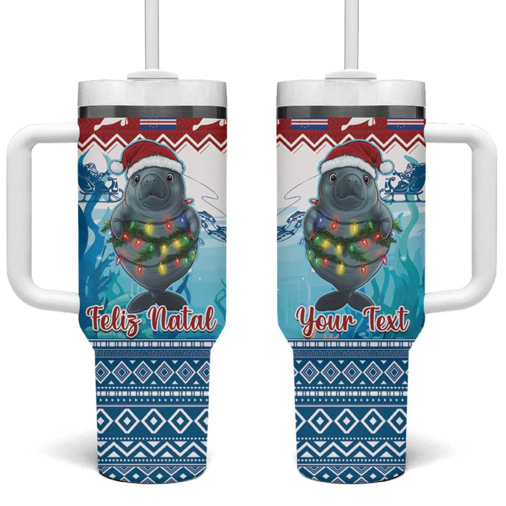 Personalised Cape Verde Christmas Tumbler With Handle Manatee Feliz Natal LT15