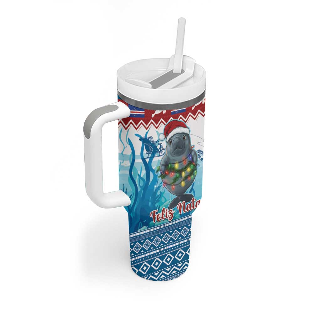 Personalised Cape Verde Christmas Tumbler With Handle Manatee Feliz Natal LT15