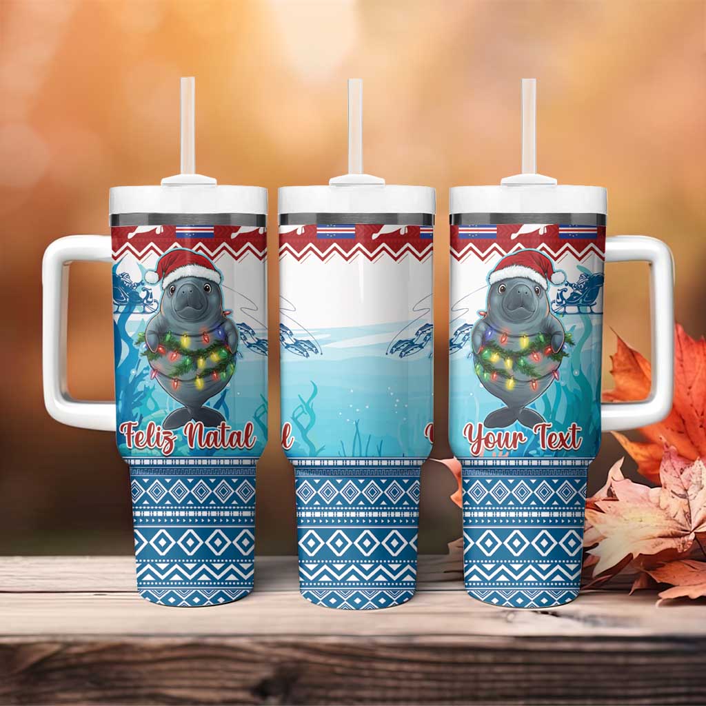 Personalised Cape Verde Christmas Tumbler With Handle Manatee Feliz Natal LT15