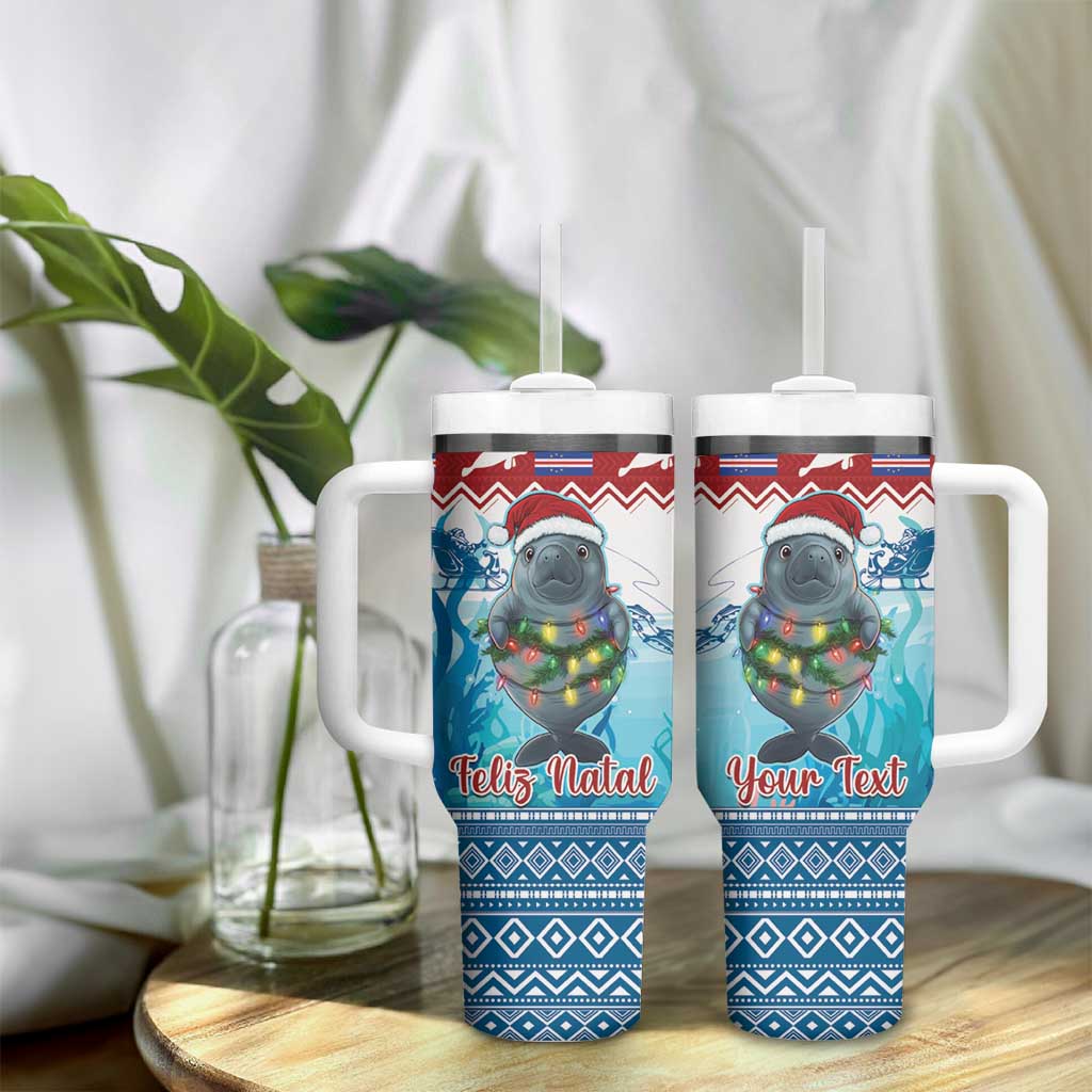 Personalised Cape Verde Christmas Tumbler With Handle Manatee Feliz Natal LT15