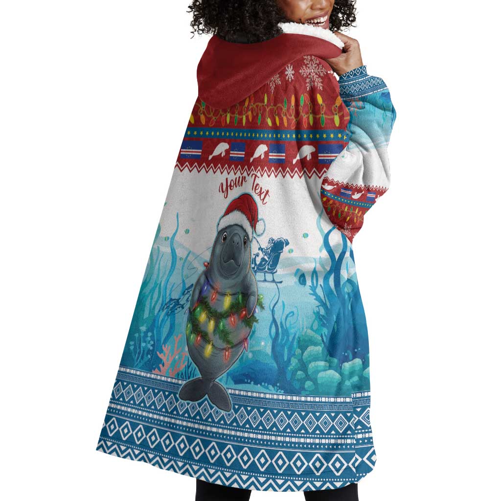Personalised Cape Verde Christmas Wearable Blanket Hoodie Manatee Feliz Natal LT15