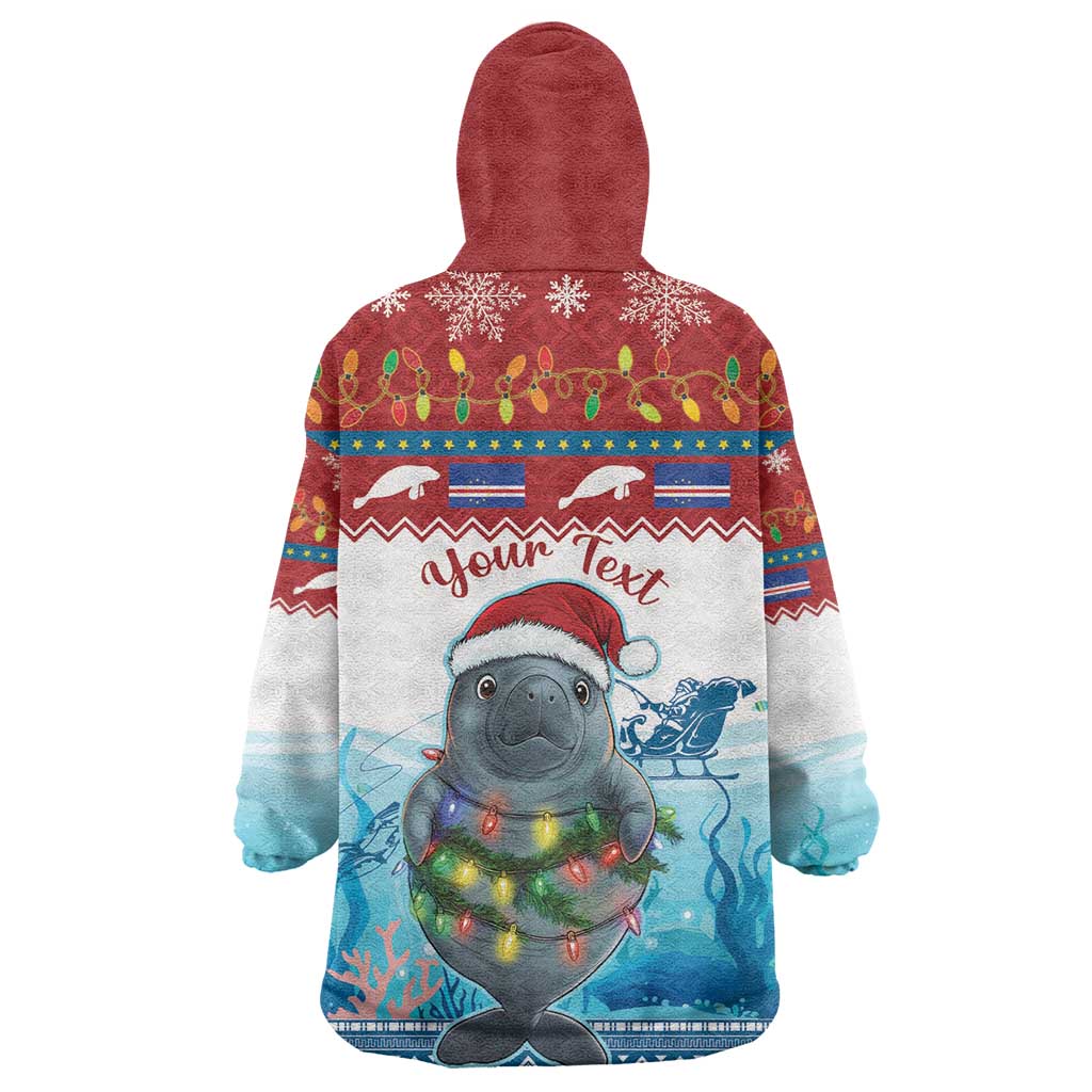 Personalised Cape Verde Christmas Wearable Blanket Hoodie Manatee Feliz Natal LT15