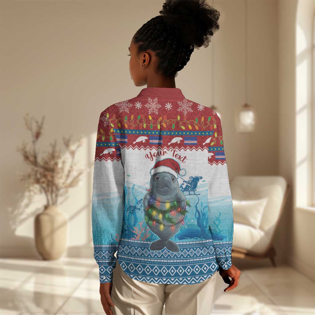 Personalised Cape Verde Christmas Women Casual Shirt Manatee Feliz Natal LT15
