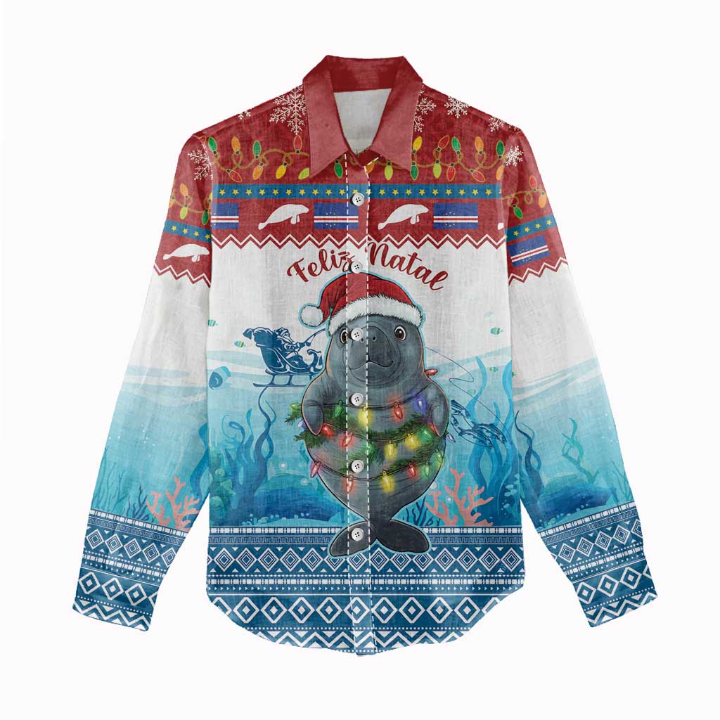 Personalised Cape Verde Christmas Women Casual Shirt Manatee Feliz Natal LT15