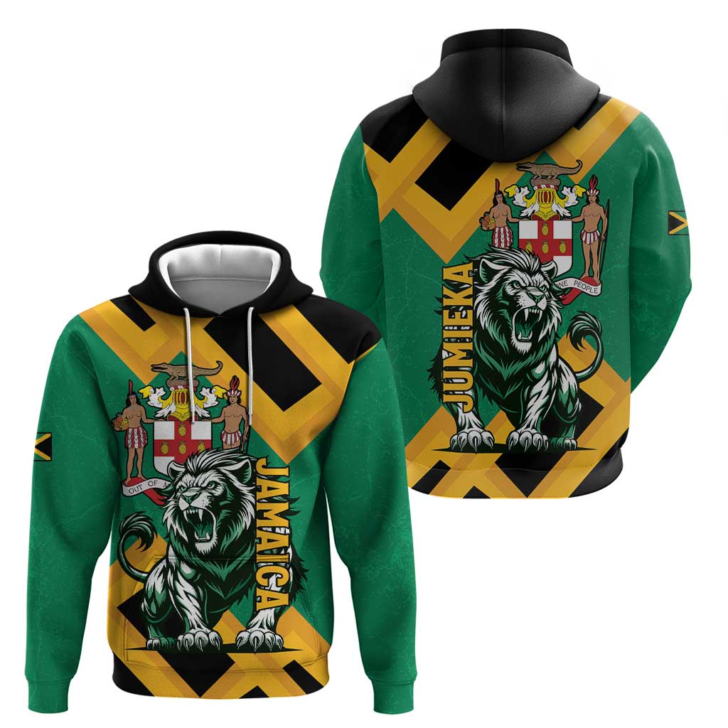 Jamaica Lion Hoodie Coat Of Arms - Sporty Style LT15