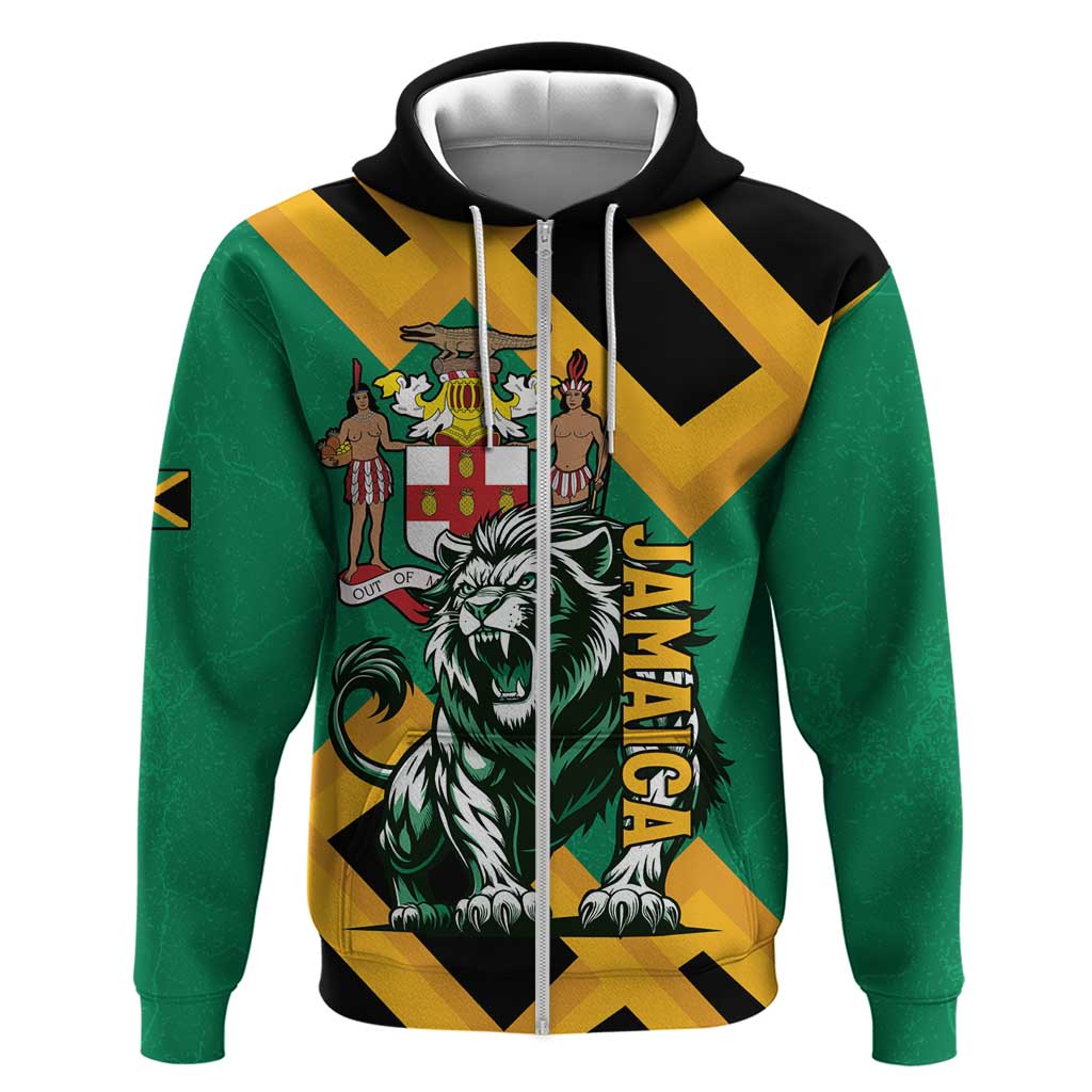 Jamaica Lion Hoodie Coat Of Arms - Sporty Style LT15