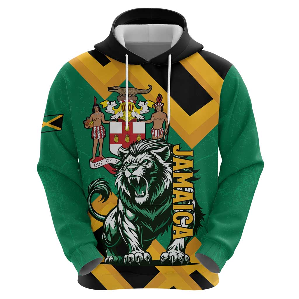 Jamaica Lion Hoodie Coat Of Arms - Sporty Style LT15