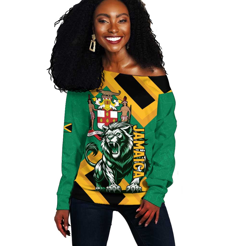 Jumieka Off Shoulder Sweater Lion With Coat Of Arms LT15