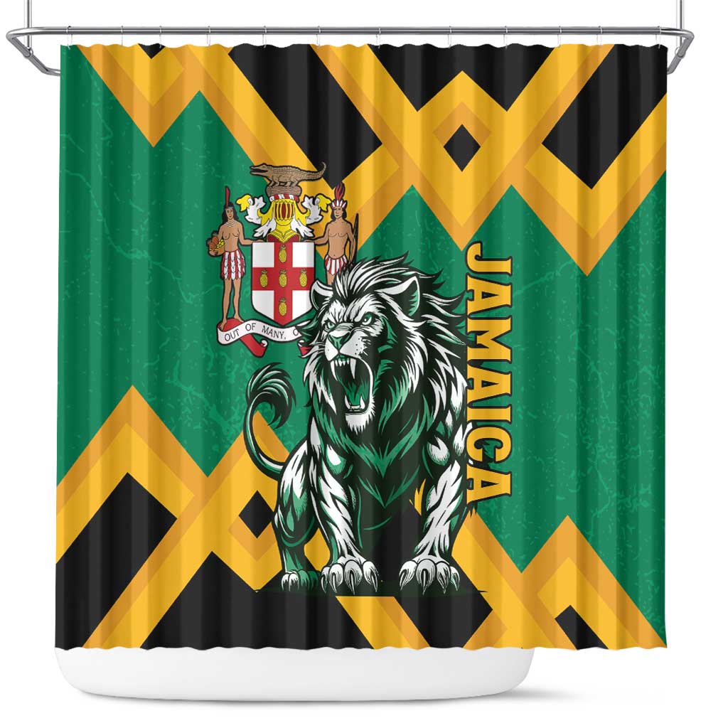 Jamaica Lion Shower Curtain Coat Of Arms - Sporty Style LT15