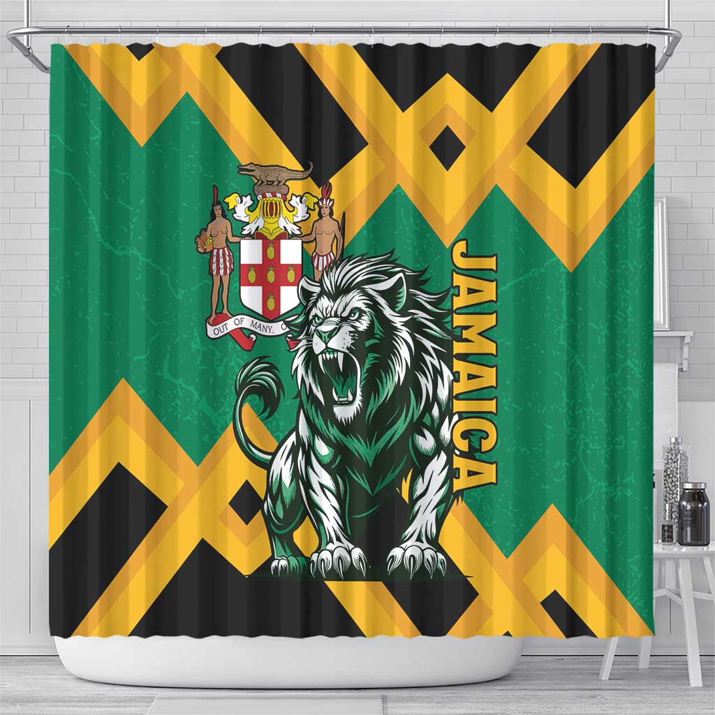 Jamaica Lion Shower Curtain Coat Of Arms - Sporty Style LT15