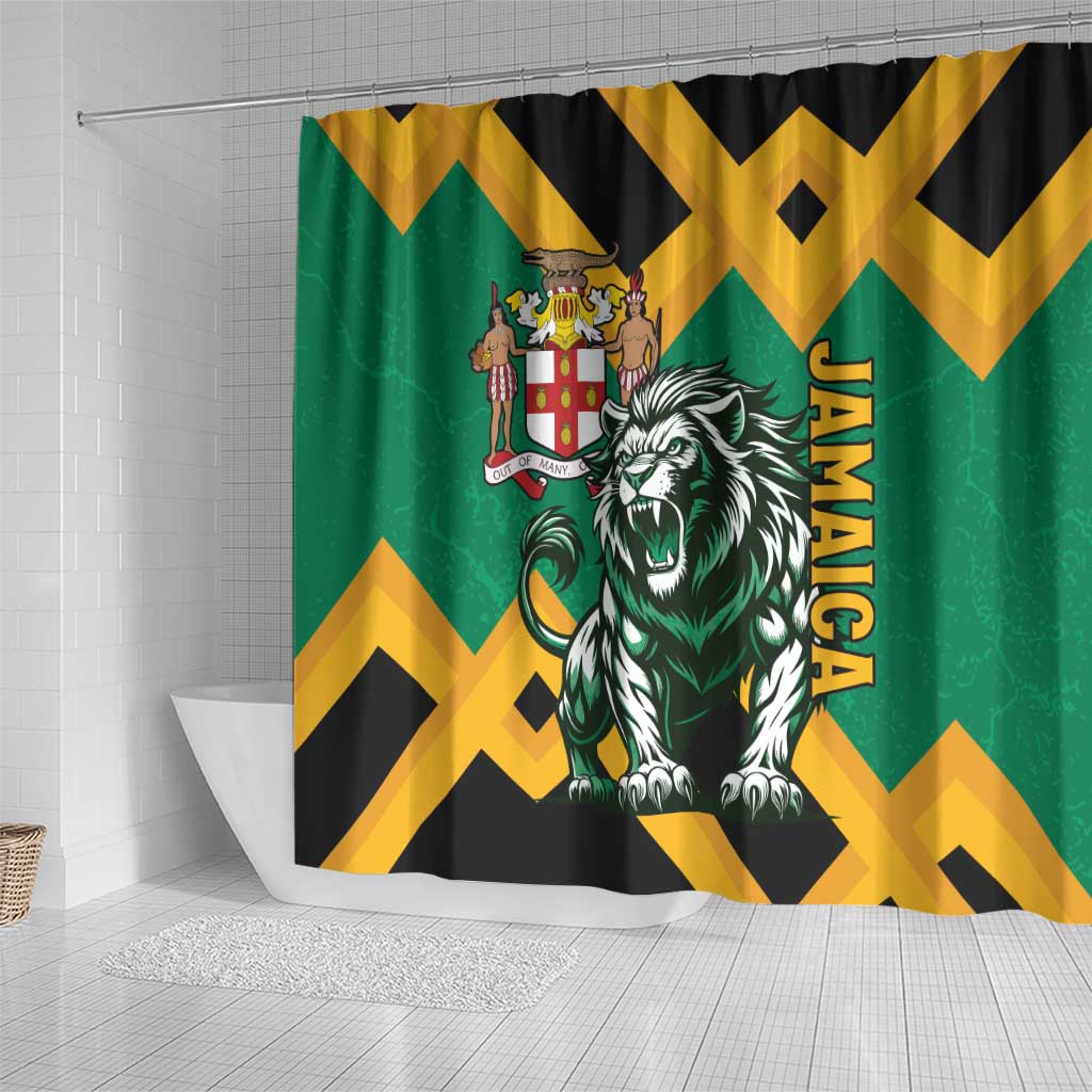 Jamaica Lion Shower Curtain Coat Of Arms - Sporty Style LT15