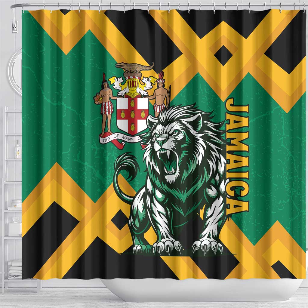 Jamaica Lion Shower Curtain Coat Of Arms - Sporty Style LT15