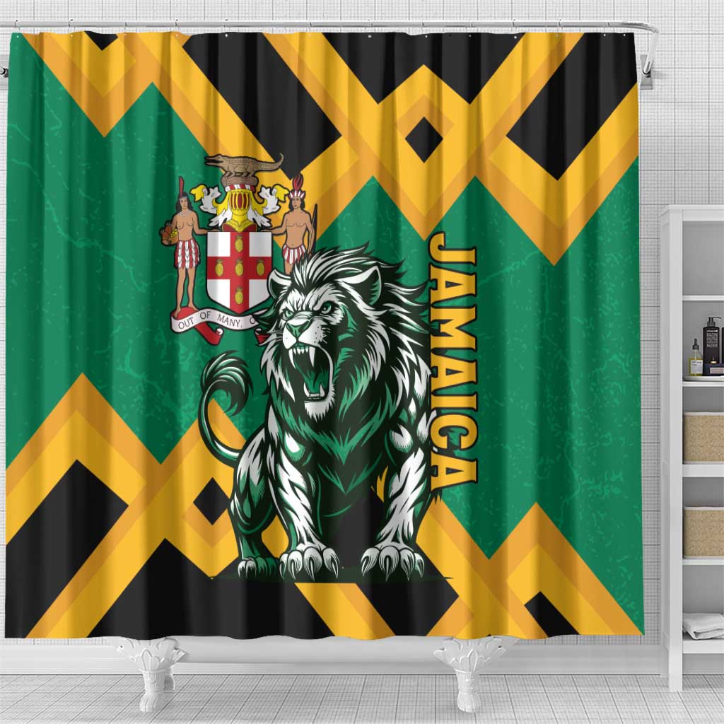 Jamaica Lion Shower Curtain Coat Of Arms - Sporty Style LT15