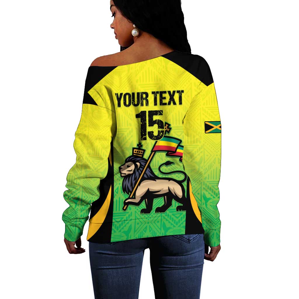 Custom Jamaica Football Off Shoulder Sweater Go Champions LT15
