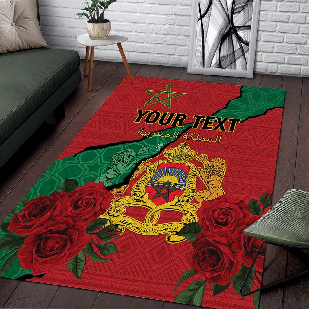 Personalised Morocco Area Rug Coat Of Arms - Islamic Mix African Patterns LT15