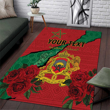 Personalised Morocco Area Rug Coat Of Arms - Islamic Mix African Patterns LT15