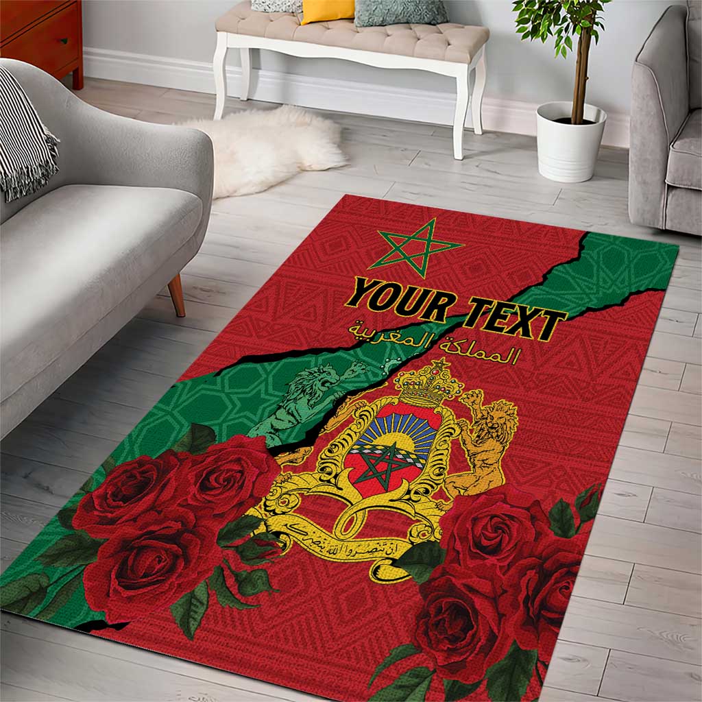 Personalised Morocco Area Rug Coat Of Arms - Islamic Mix African Patterns LT15