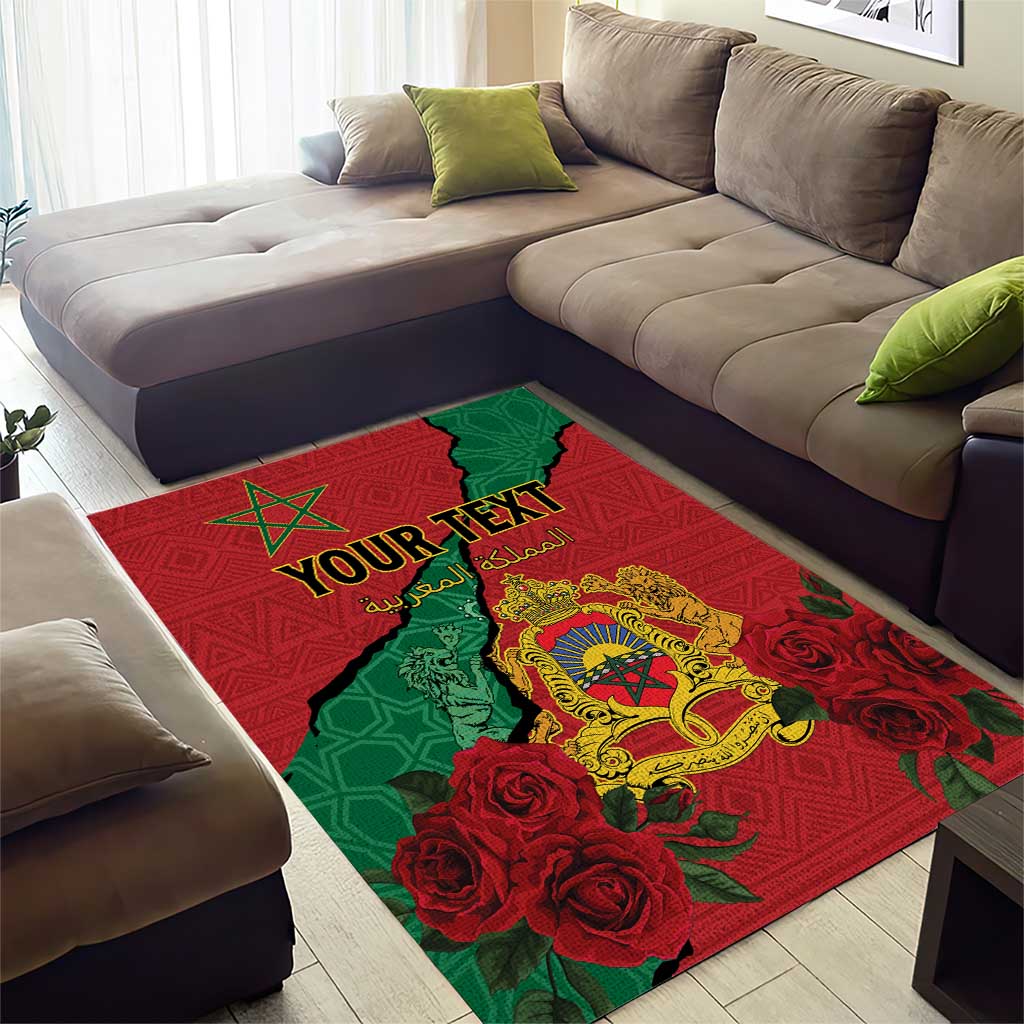 Personalised Morocco Area Rug Coat Of Arms - Islamic Mix African Patterns LT15