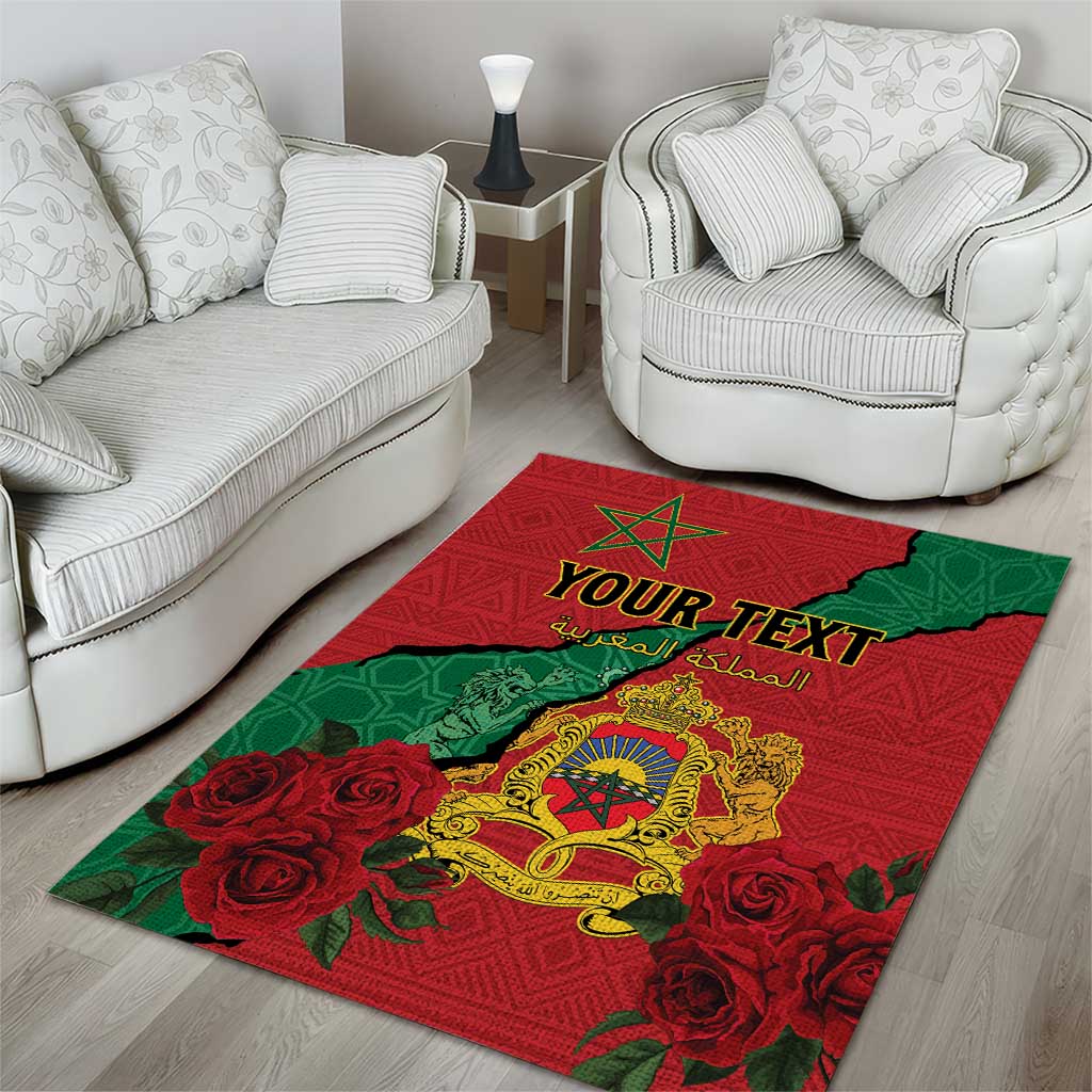 Personalised Morocco Area Rug Coat Of Arms - Islamic Mix African Patterns LT15