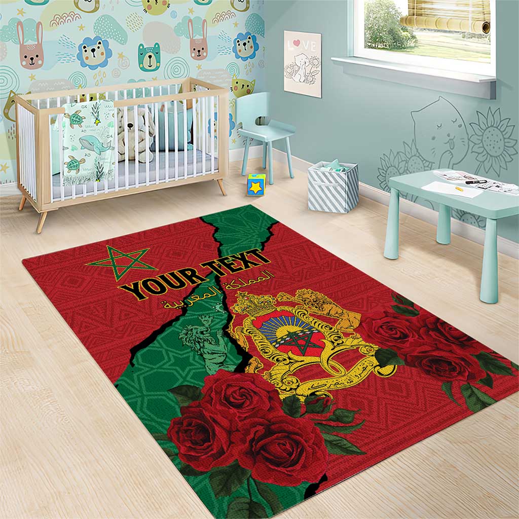 Personalised Morocco Area Rug Coat Of Arms - Islamic Mix African Patterns LT15