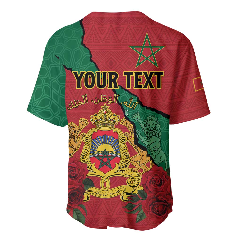 Personalised Morocco Baseball Jersey Coat Of Arms - Islamic Mix African Patterns LT15