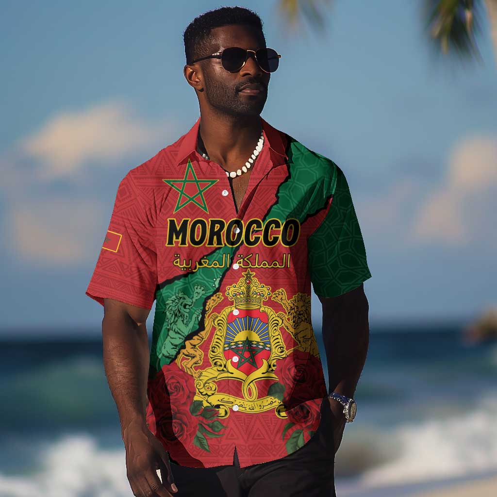 Personalised Morocco Hawaiian Shirt Coat Of Arms - Islamic Mix African Patterns LT15