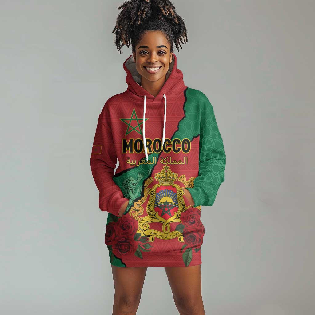 Personalised Morocco Hoodie Dress Coat Of Arms - Islamic Mix African Patterns LT15