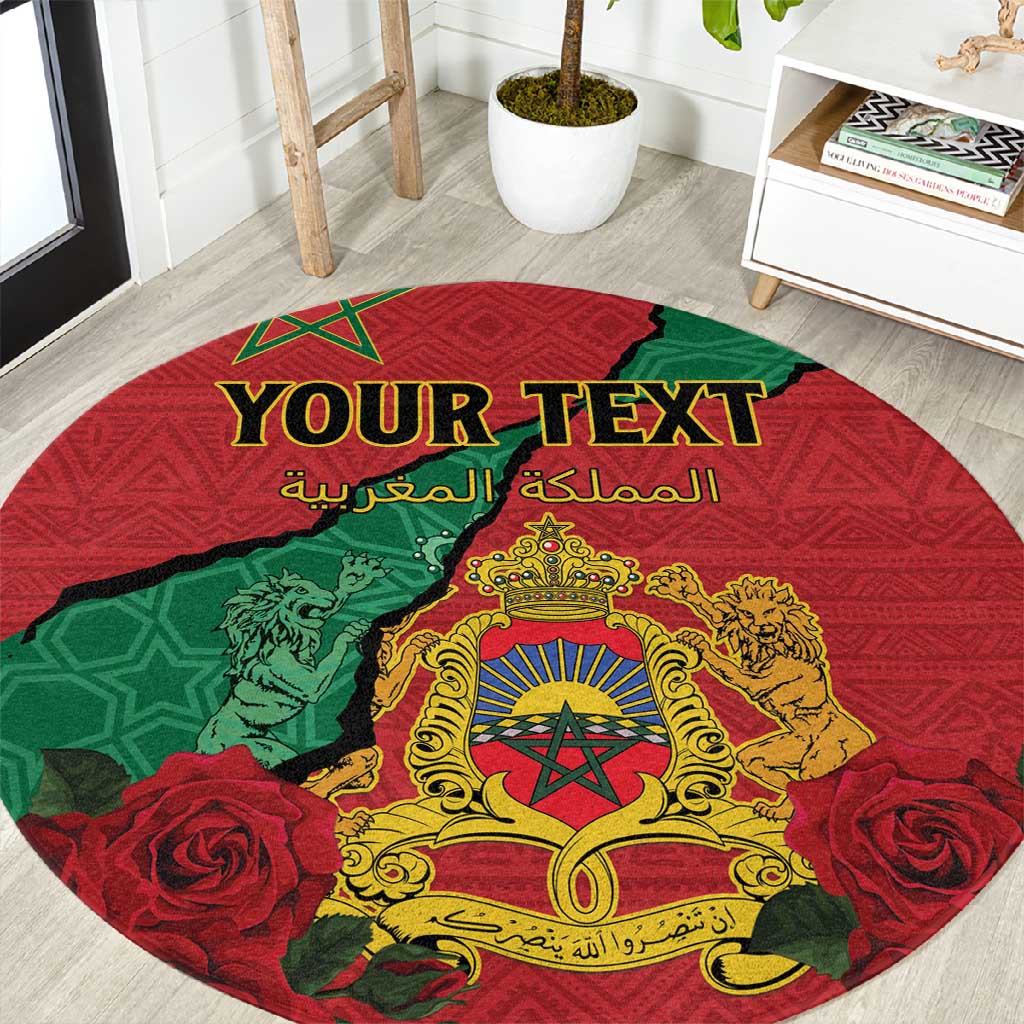 Personalised Morocco Round Carpet Coat Of Arms - Islamic Mix African Patterns LT15