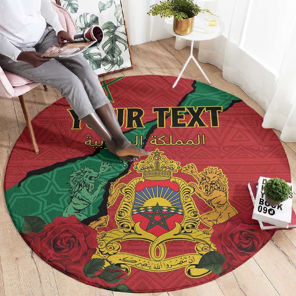 Personalised Morocco Round Carpet Coat Of Arms - Islamic Mix African Patterns LT15