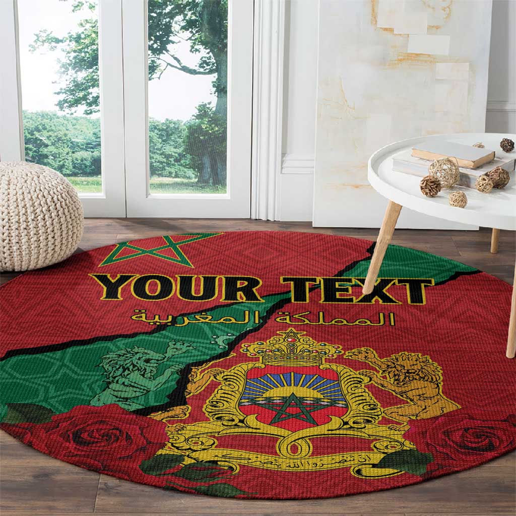 Personalised Morocco Round Carpet Coat Of Arms - Islamic Mix African Patterns LT15
