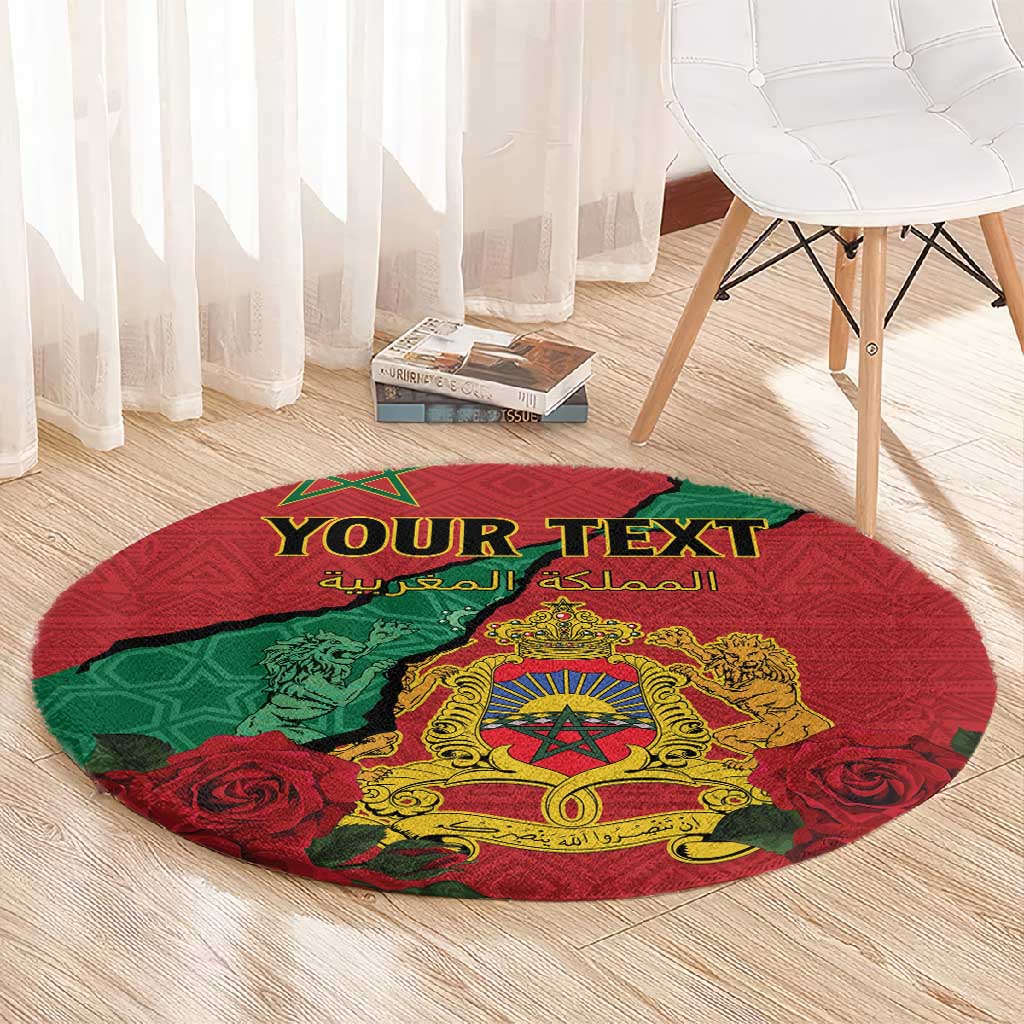 Personalised Morocco Round Carpet Coat Of Arms - Islamic Mix African Patterns LT15