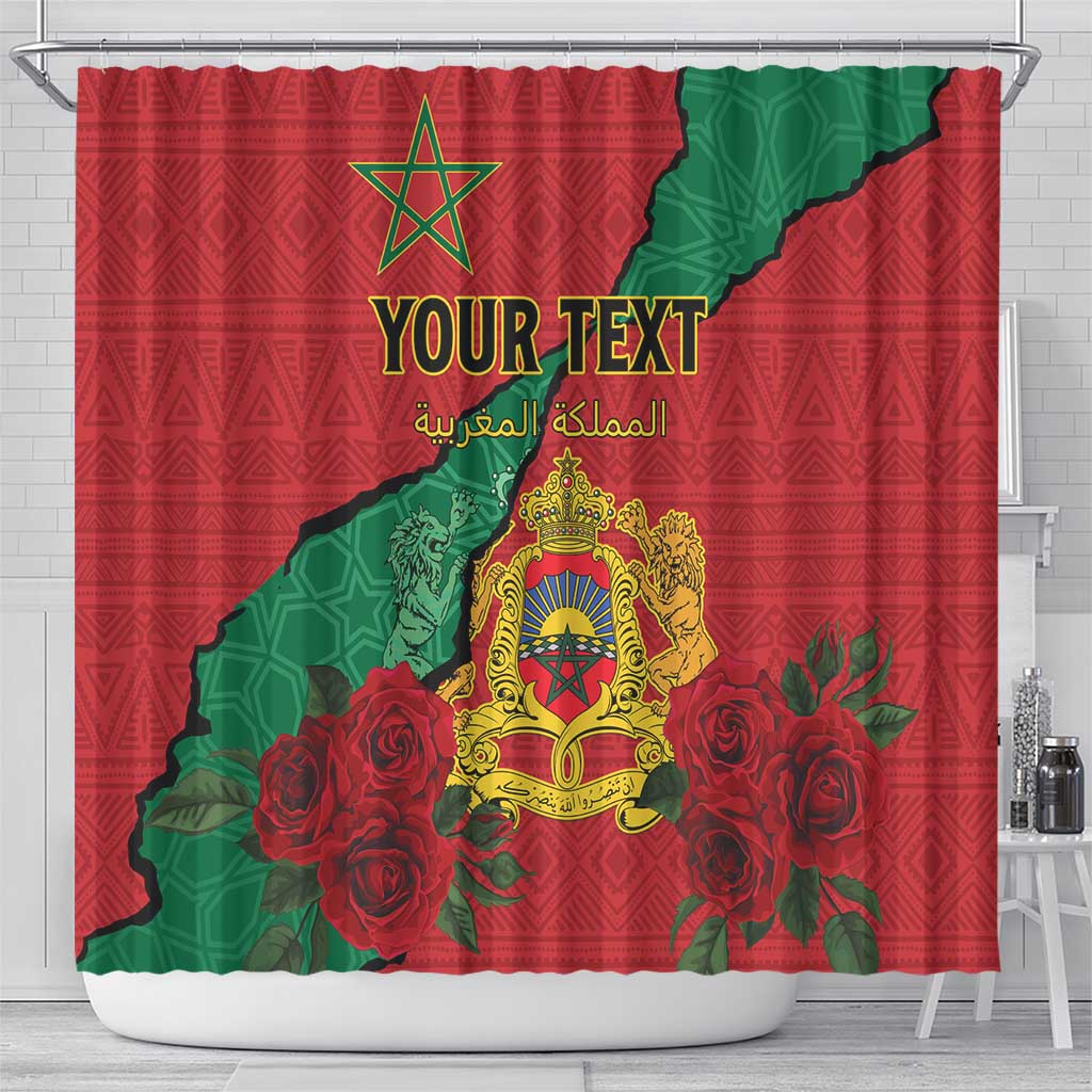 Personalised Morocco Shower Curtain Coat Of Arms With Rose LT15