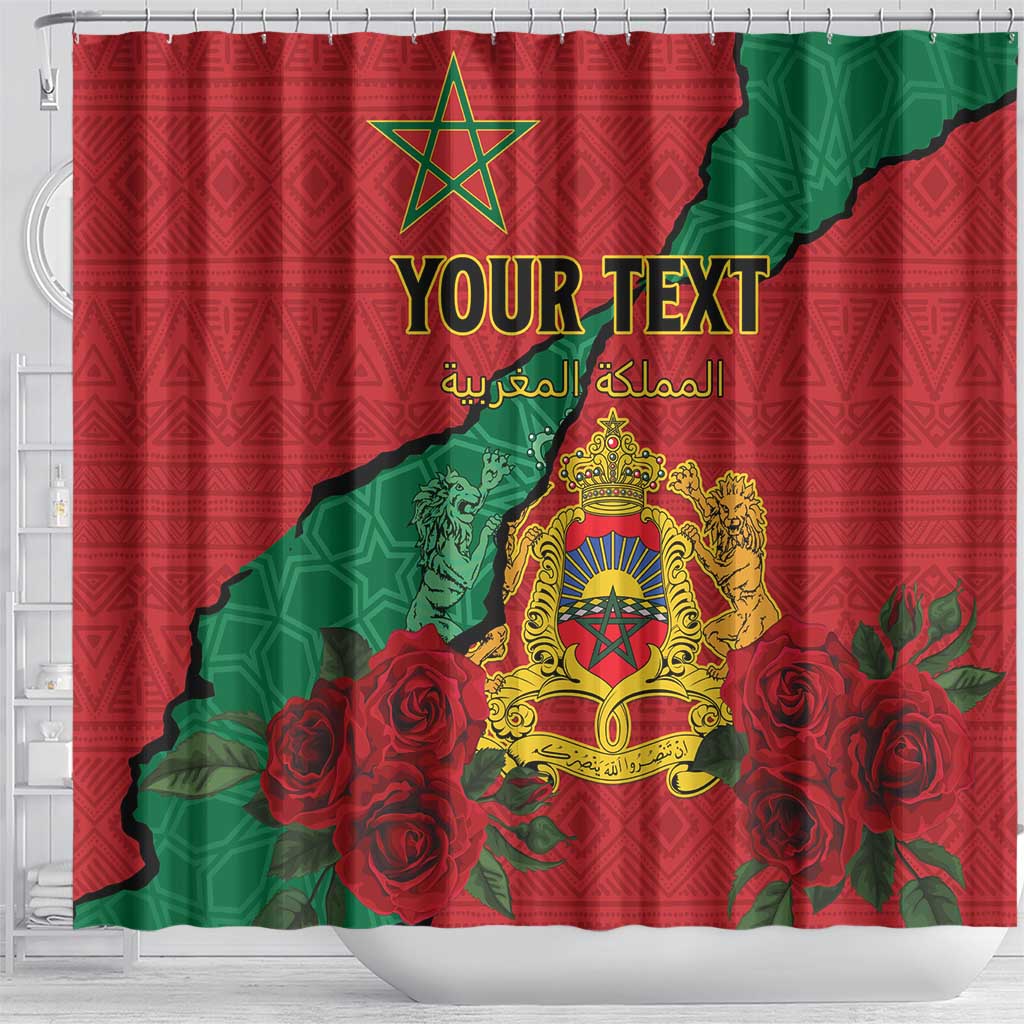 Personalised Morocco Shower Curtain Coat Of Arms With Rose LT15