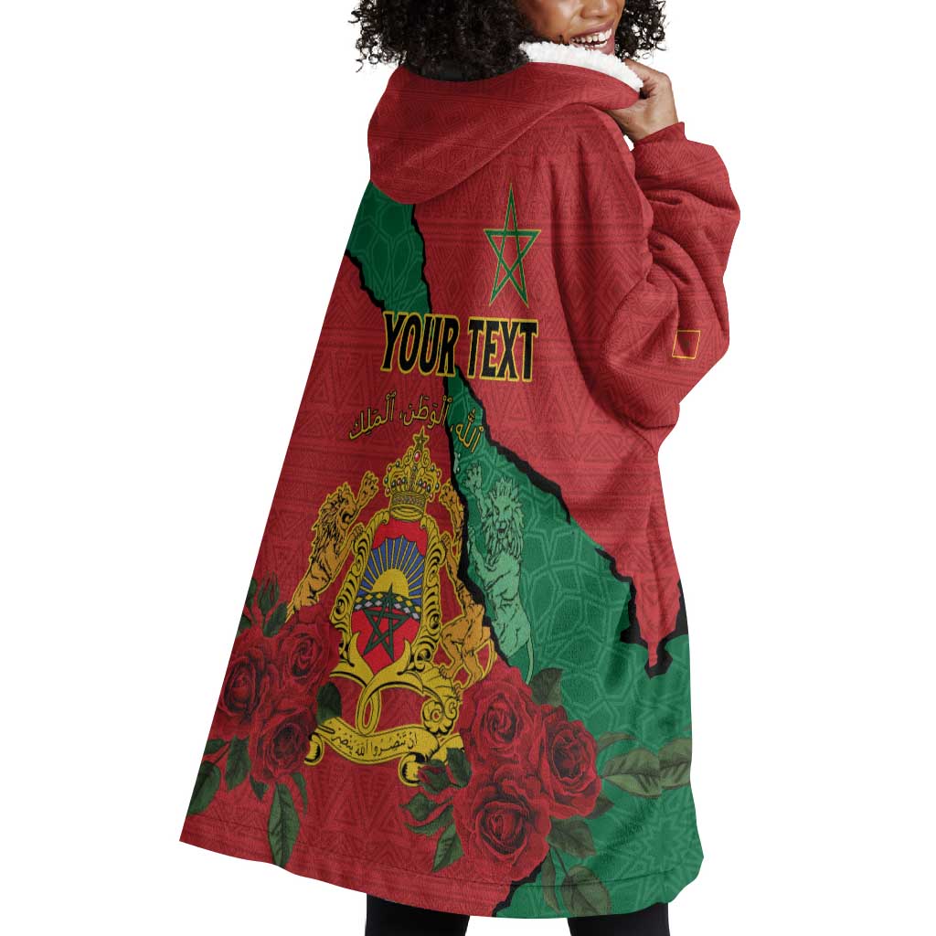 Personalised Morocco Wearable Blanket Hoodie Coat Of Arms - Islamic Mix African Patterns LT15