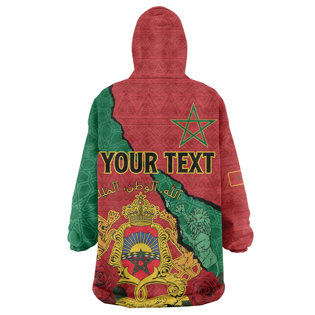 Personalised Morocco Wearable Blanket Hoodie Coat Of Arms - Islamic Mix African Patterns LT15