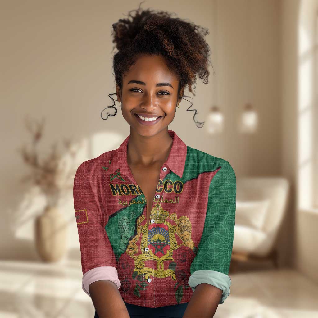 Personalised Morocco Women Casual Shirt Coat Of Arms - Islamic Mix African Patterns LT15