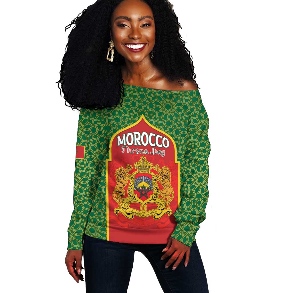 Personalized Morocco Fete du Trone Off Shoulder Sweater King Lion LT15