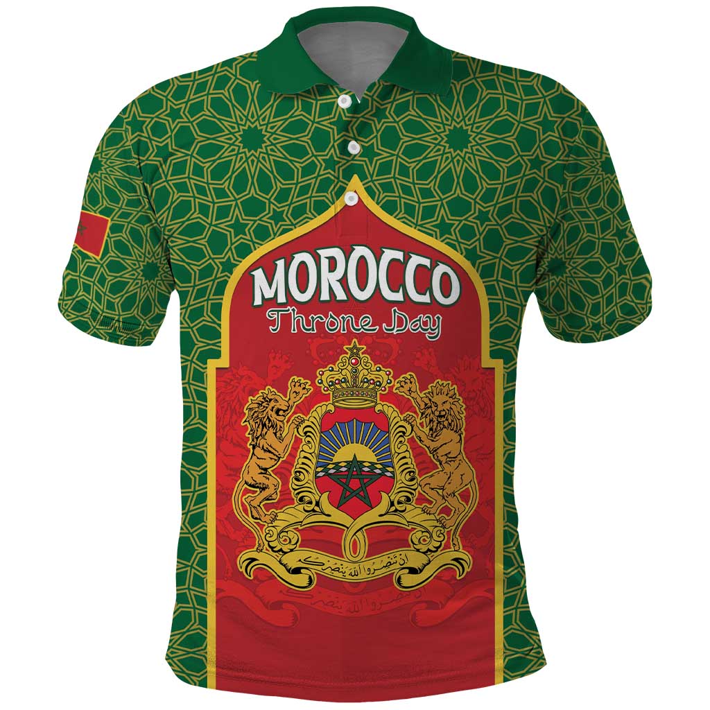 Personalized Morocco Throne Day Polo Shirt King Lion Coat Of Arms LT15