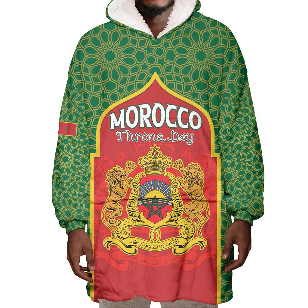 Personalized Morocco Fete du Trone Wearable Blanket Hoodie King Lion LT15