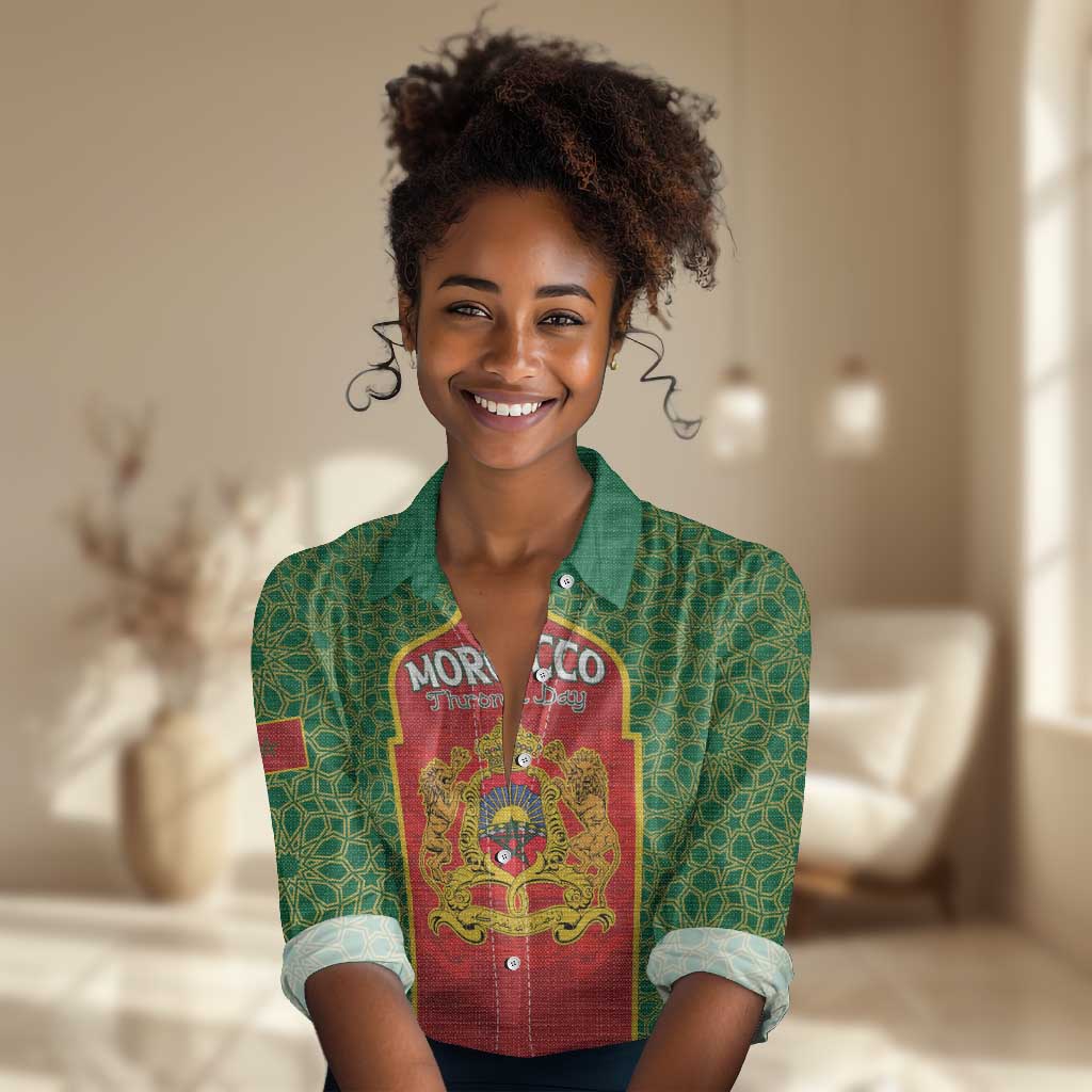 Personalized Morocco Fete du Trone Women Casual Shirt King Lion LT15
