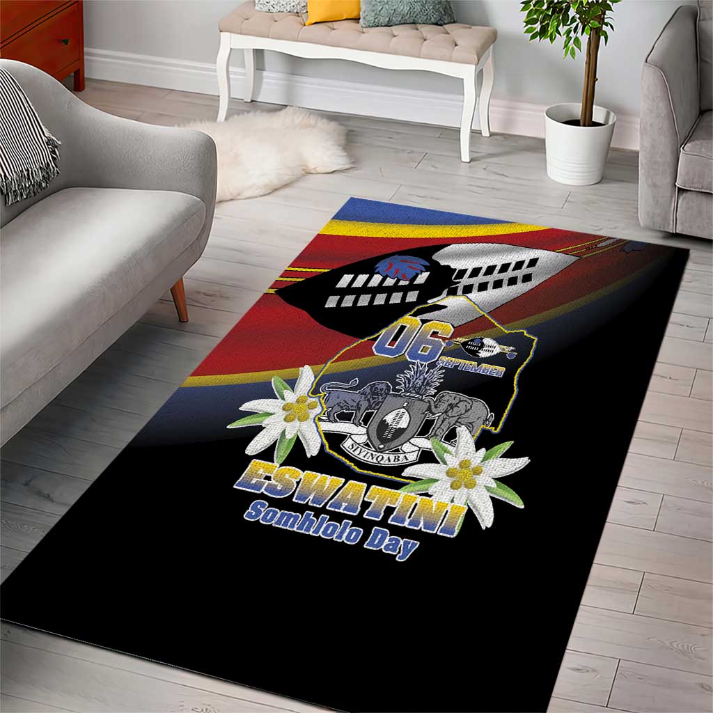 Eswatini Somhlolo Day Area Rug Coat Of Arms With Map LT15