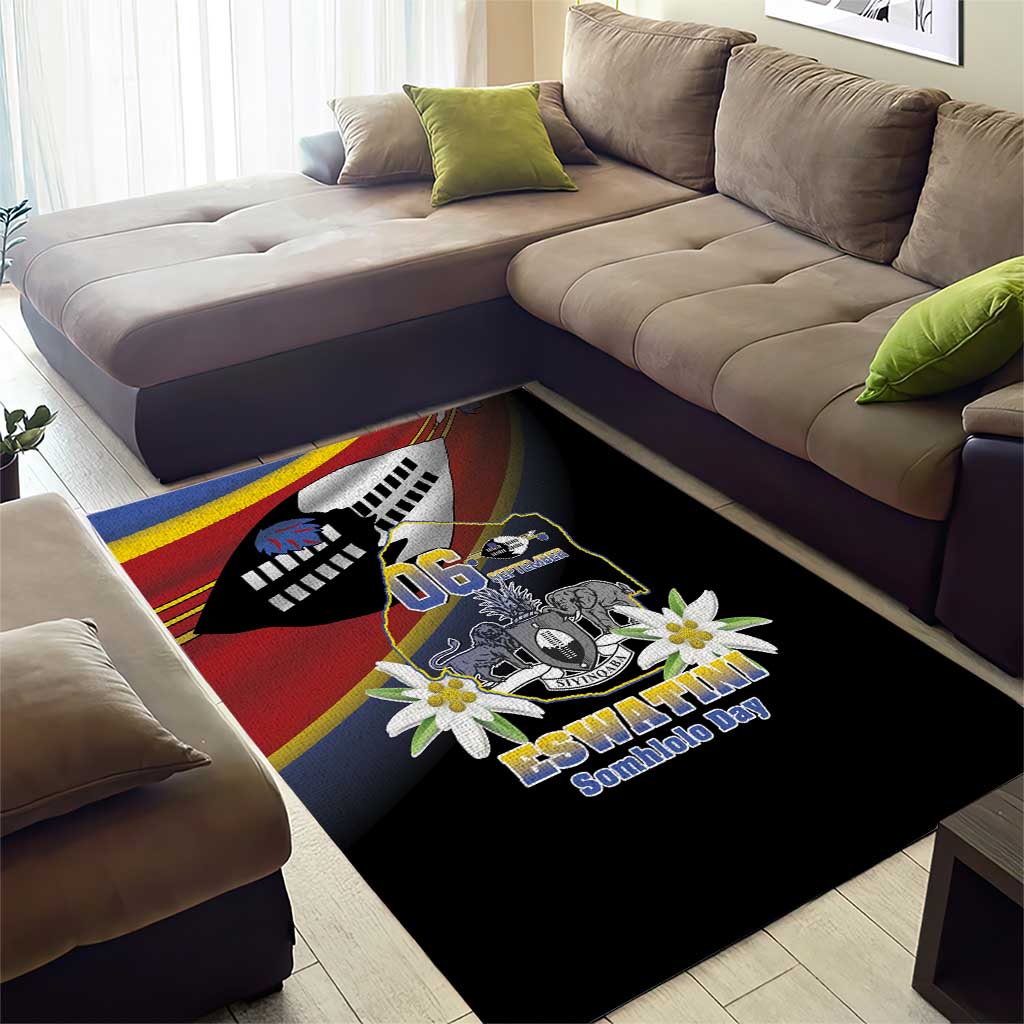 Eswatini Somhlolo Day Area Rug Coat Of Arms With Map LT15