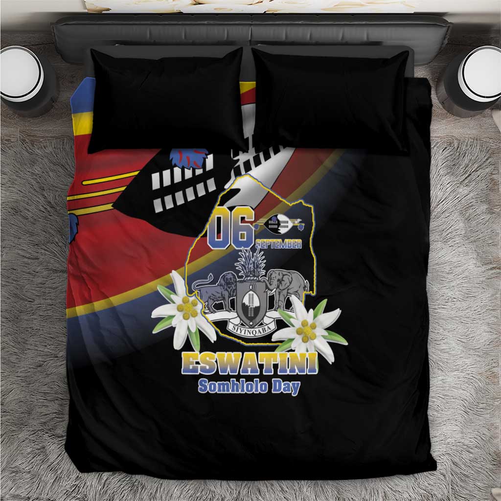 Eswatini Somhlolo Day Bedding Set Coat Of Arms With Map LT15